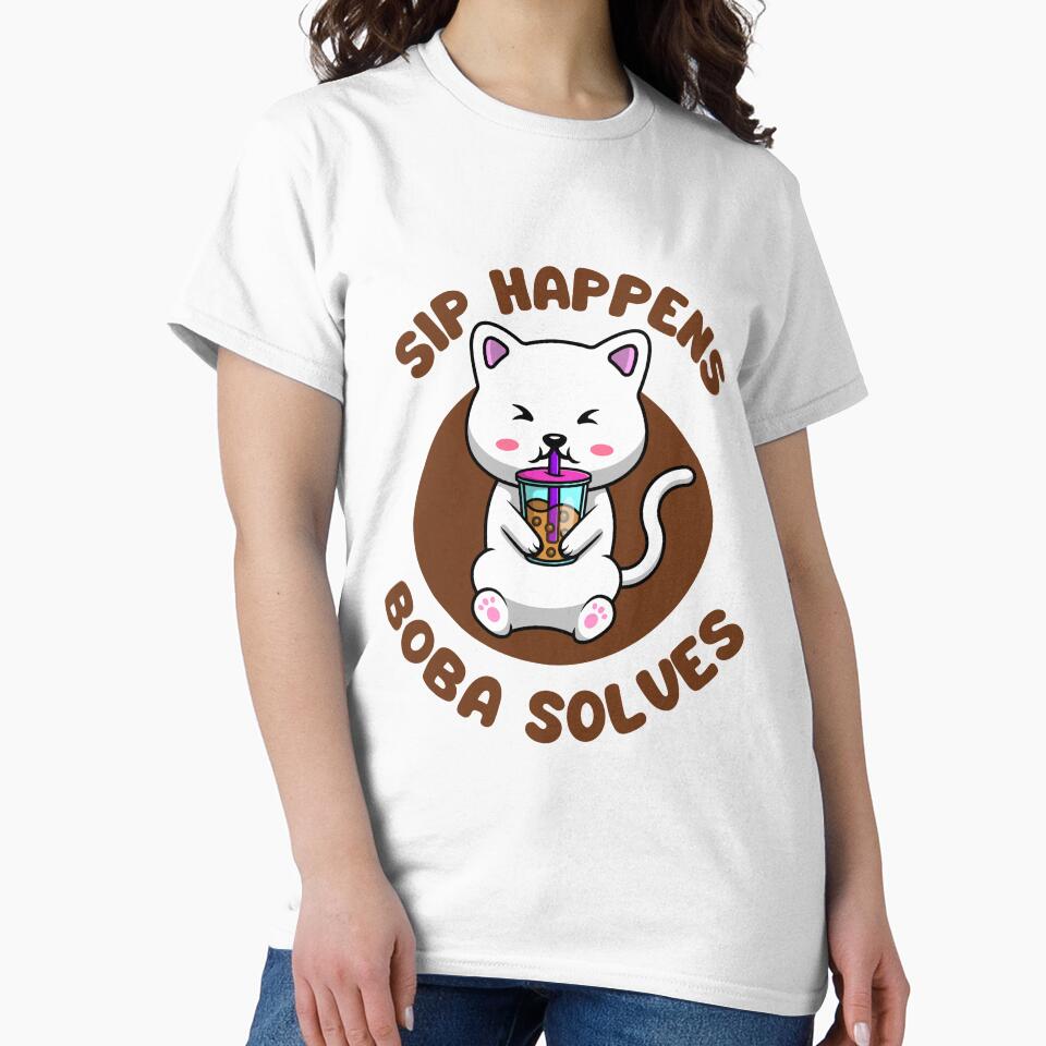 Sip Happens, Boba Solves by PasindhuW T-Shirts, Hoodie, Sweatshirt | BlankRebels.com (Image 2)