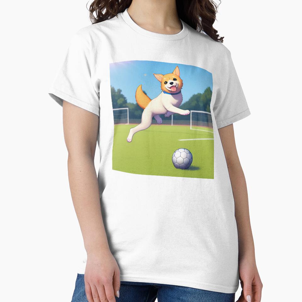 Dog Jumping near Soccer Ball by BAYFAIRE