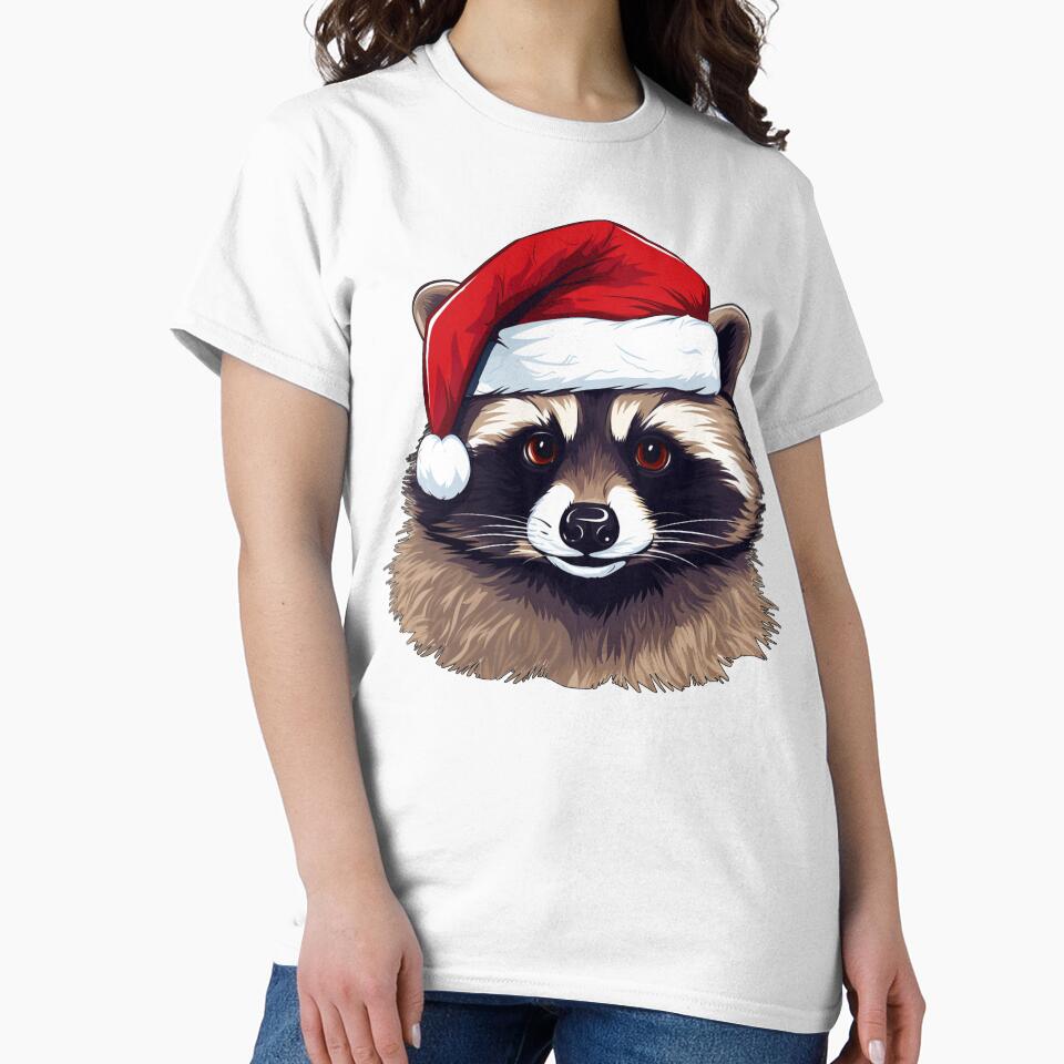 Adorable Christmas Raccoon donning a Santa Claus hat by MOA-trends