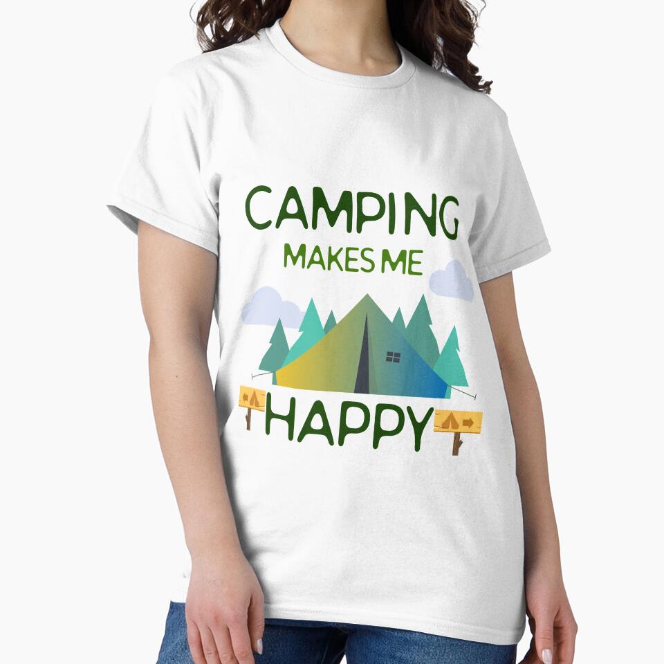Camping Lovers - Camping Makes Me Happy Design by MclaughlinGifts T-Shirts, Hoodie, Sweatshirt | BlankRebels.com (Image 2)
