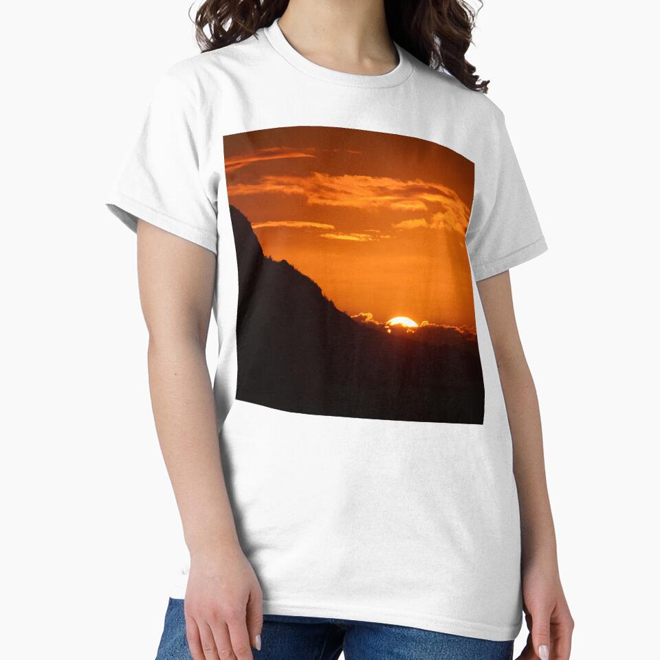 Tangerine-Orange Tropical Sunset Over Mountain by DEC02 T-Shirts, Hoodie, Sweatshirt | BlankRebels.com (Image 2)