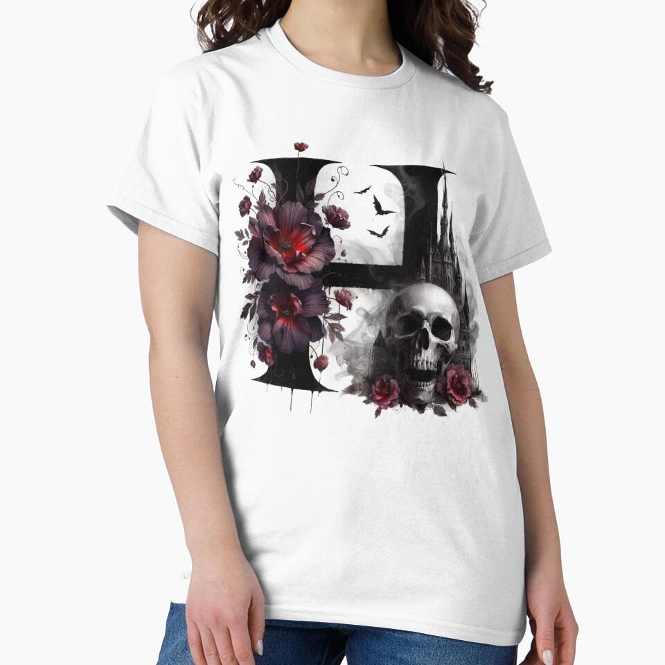Gothic Halloween Skull and Roses H by CultDigHoriz T-Shirts, Hoodie, Sweatshirt | BlankRebels.com (Image 2)