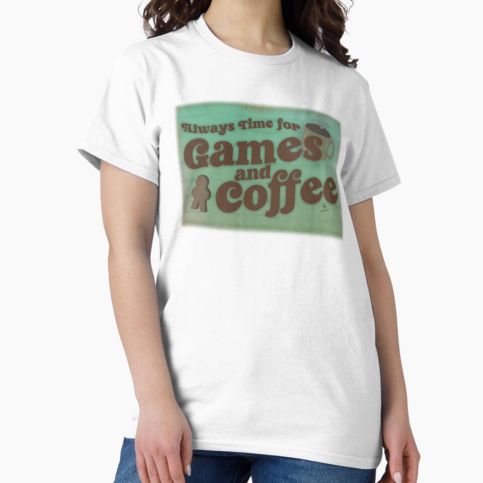 Time for Coffee and Games Fun Vintage Art Design by mytshirtfort T-Shirts, Hoodie, Sweatshirt | BlankRebels.com (Image 2)