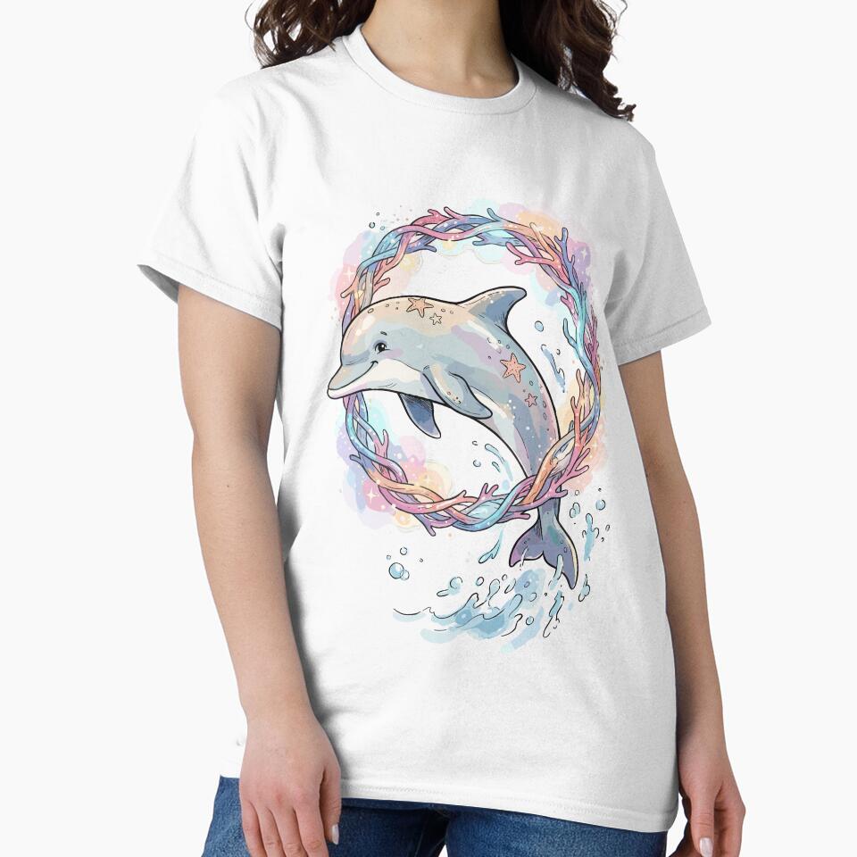 Magical Ocean: Dolphin's Coral Crown by bapupa T-Shirts, Hoodie, Sweatshirt | BlankRebels.com (Image 2)
