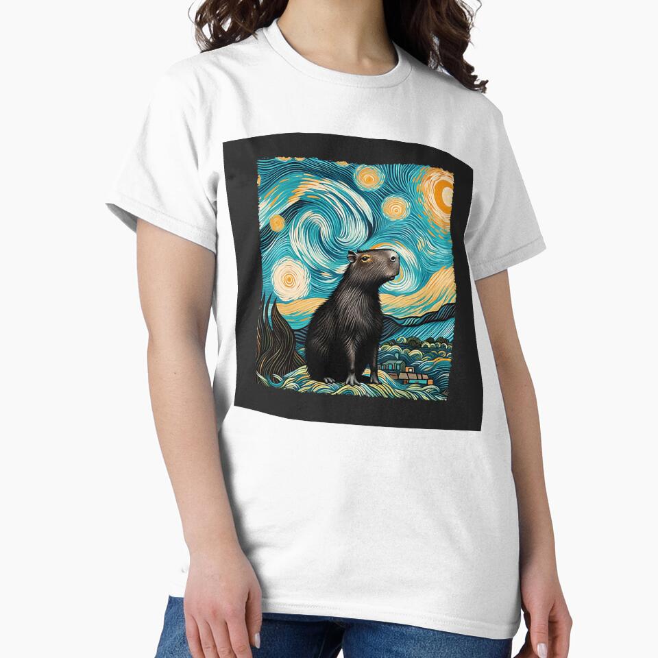 Distressed Capybara Van Gogh – Classic Capybaras Style by Articooler T-Shirts, Hoodie, Sweatshirt | BlankRebels.com (Image 2)