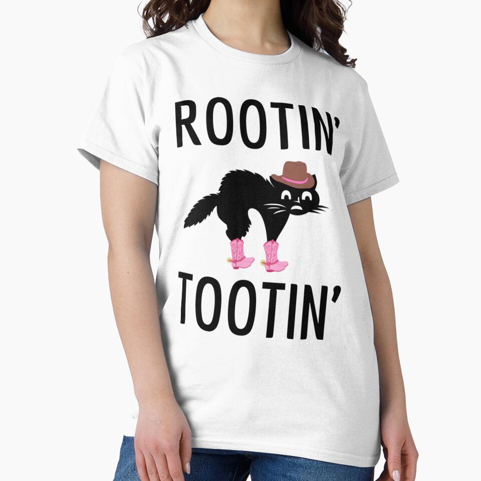 ROOTIN TOOTIN CAT  rootin tootin cowboy cat  funny blach cat cowboy cowgirl rootin by SarraVonepp T-Shirts,... (Image 2)