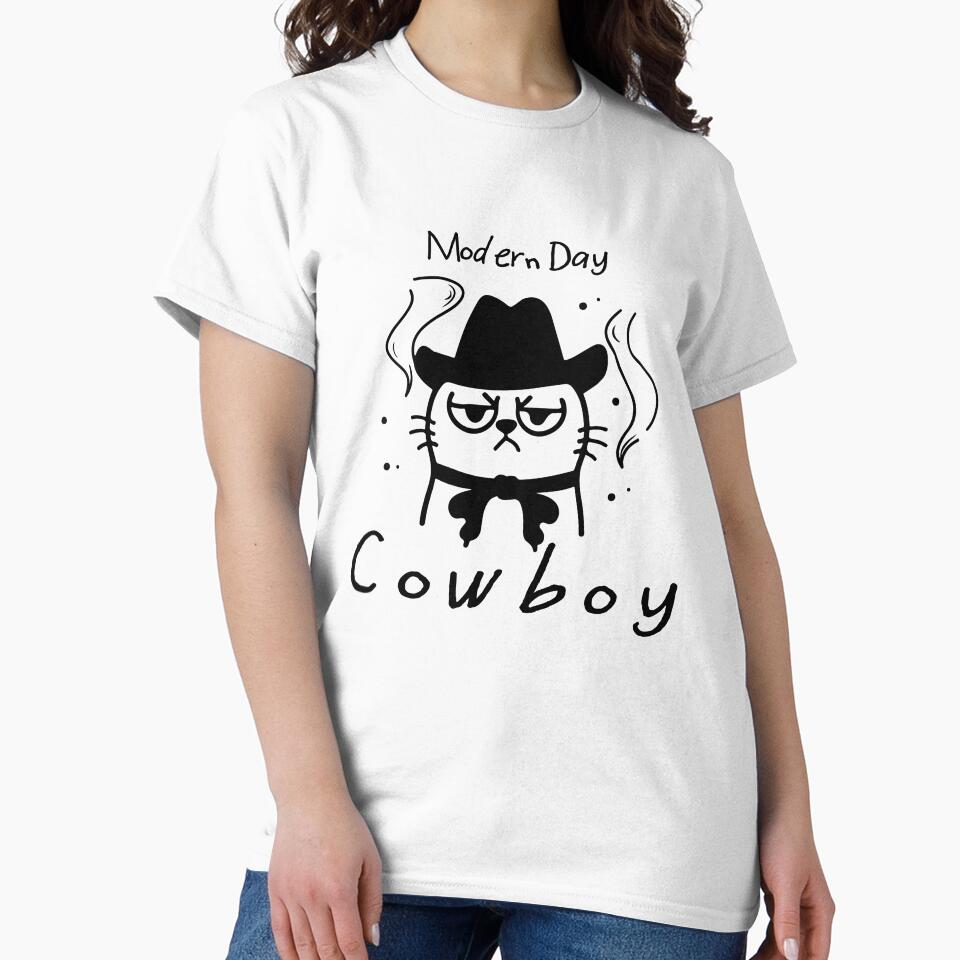 Modern Day Cowboy | Kitten Cowboy | Western Cowboy Gifts for Dad | Cat Cowboy Hat Meme by themichetti T-Shirts,... (Image 2)