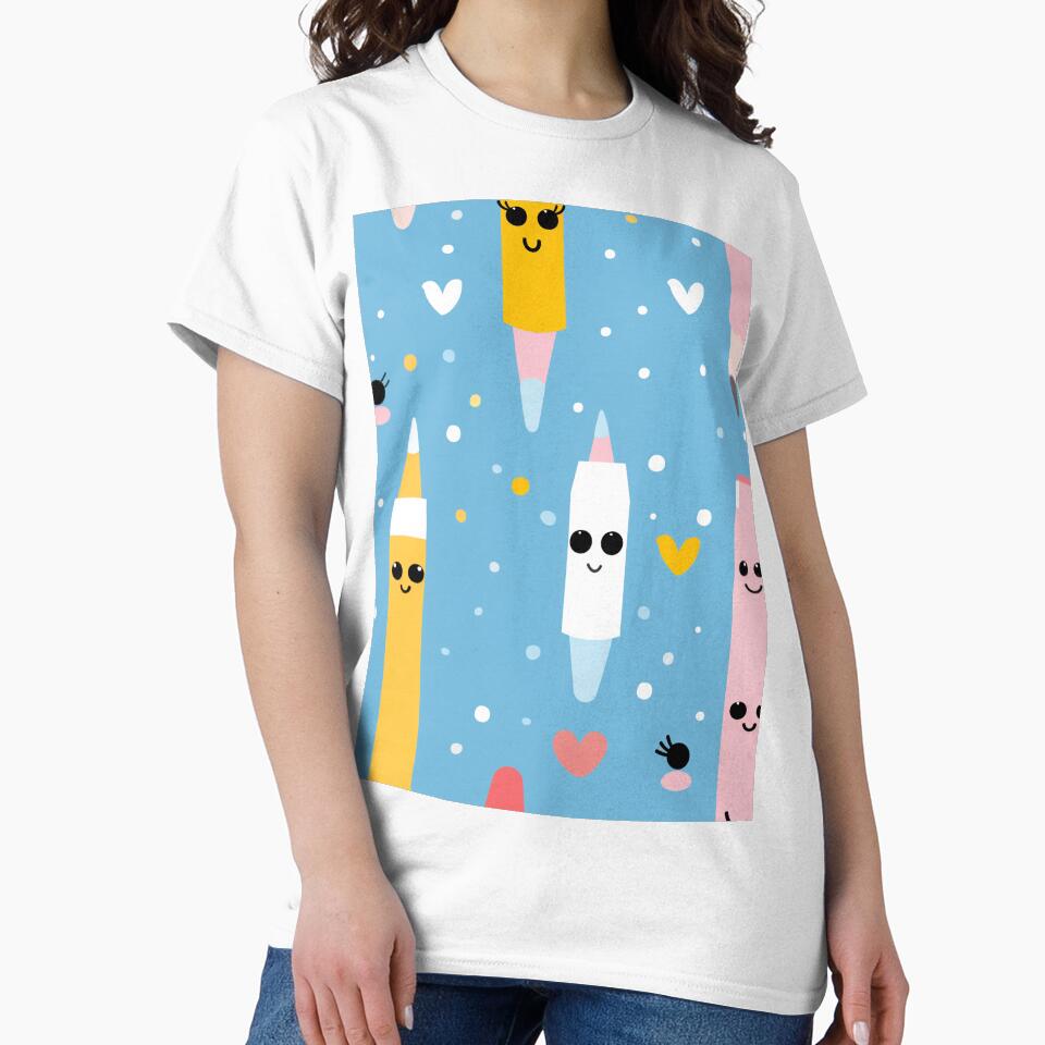 Bluetiful Buddies: Kawaii Pencils on a Happy Blue! by Tincanninja T-Shirts, Hoodie, Sweatshirt | BlankRebels.com (Image 2)