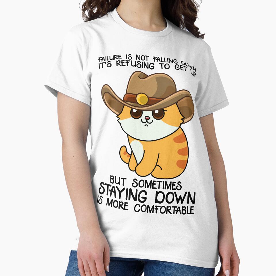 Motivational Cat Cowboy Quote - 'Failure is Not Falling Down' by Design_for_merch T-Shirts, Hoodie, Sweatshirt (Image 2)