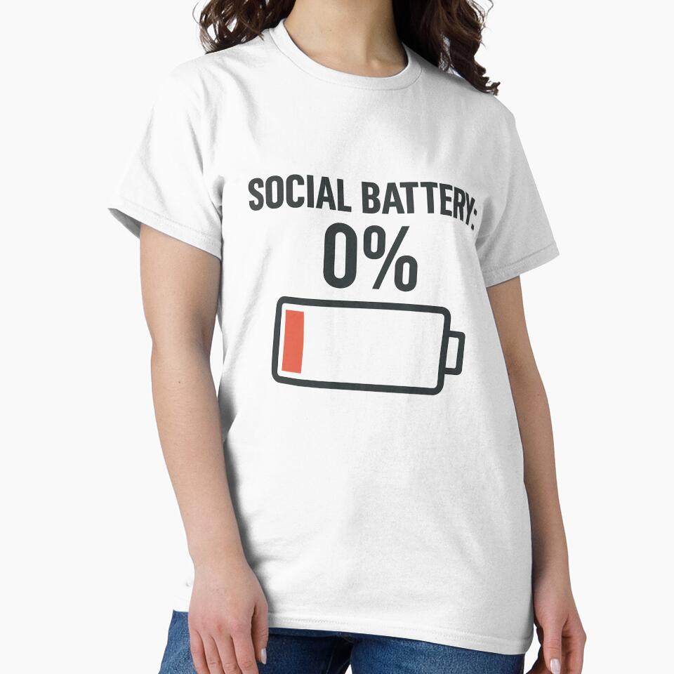 Social Battery 0% – Funny Introvert Shirt with Dead Battery Meme by yassermarz Hoodie, Sweatshirt | BlankRebels.com (Image 2)