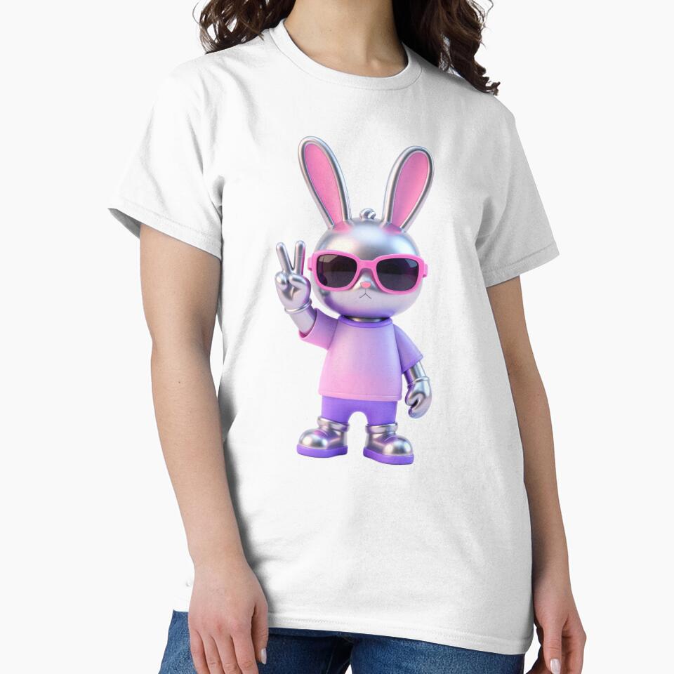 Cool Bunny in Sunglasses Peace Sign Retro Y2K Easter Vibes by Artycom T-Shirts, Hoodie, Sweatshirt (Image 2)