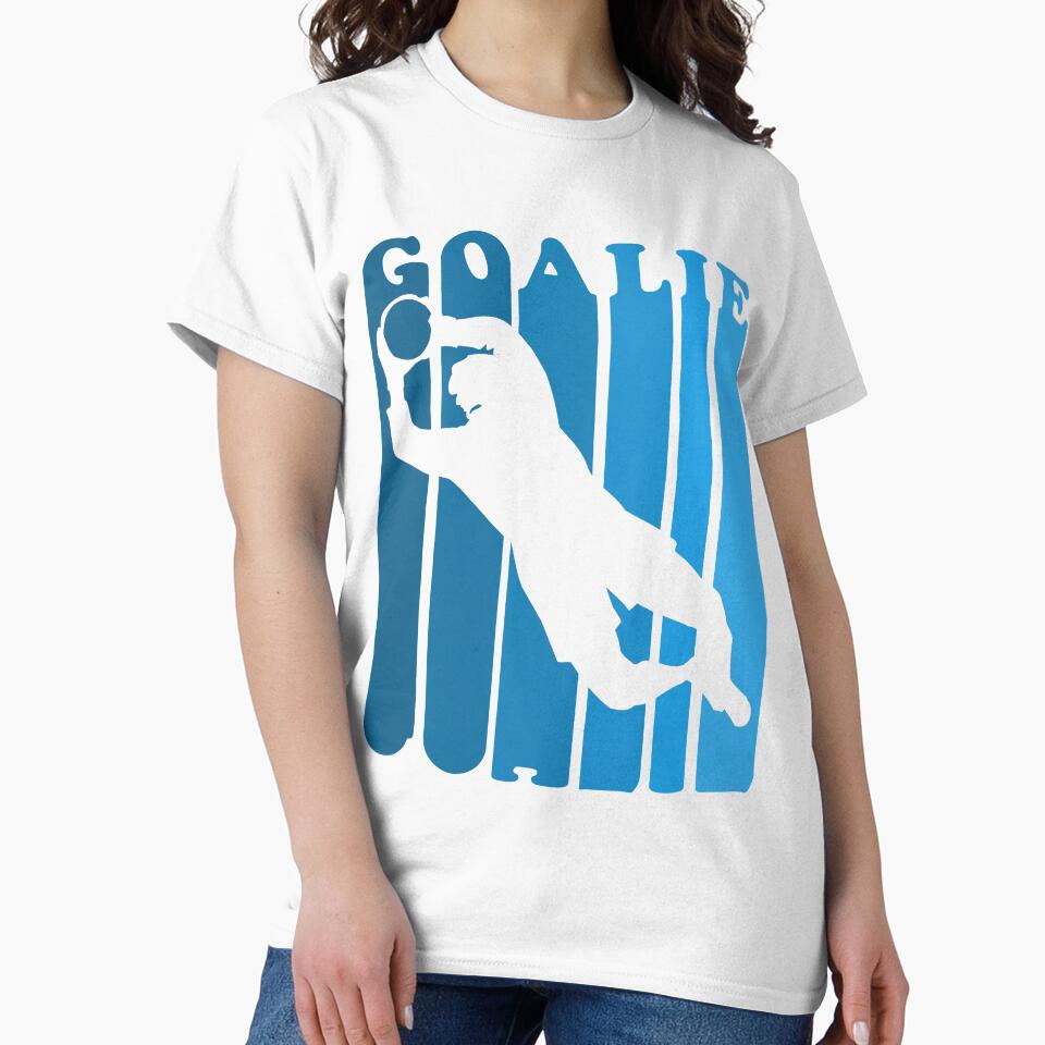 Retro 1970's Style Soccer Goalie Silhouette T-Shirt Goalie Soccer Sport by arcadetoystore