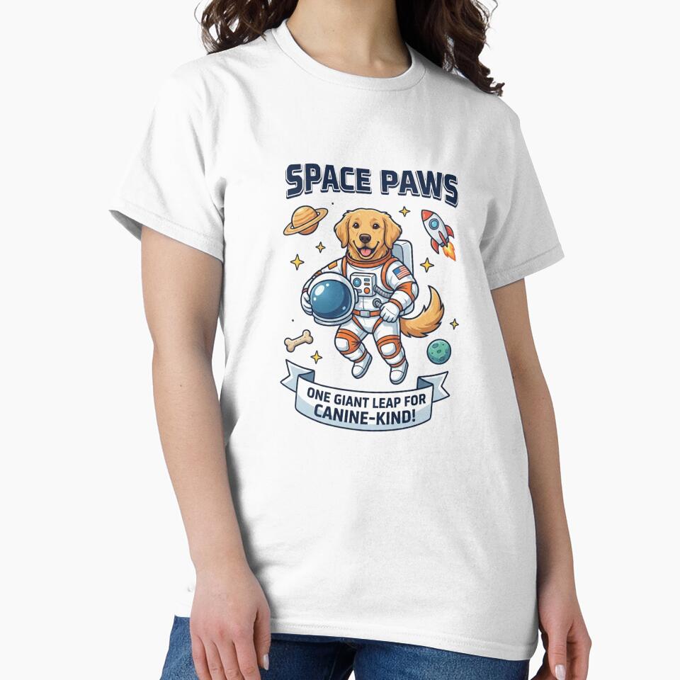 Space Paws Astronaut Dog Shirt – Funny Space Dog Illustration by LittleLoopArt
