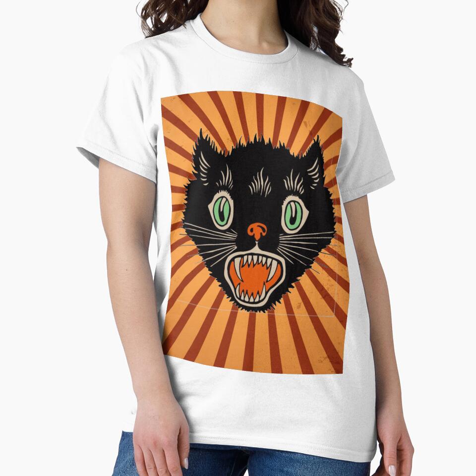 Black Cat Vintage Retro Halloween by gillys T-Shirts, Hoodie, Sweatshirt | BlankRebels.com (Image 2)