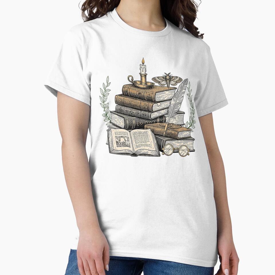 Vintage Dark Academia Book Stack by SholoStudio T-Shirts, Hoodie, Sweatshirt | BlankRebels.com (Image 2)