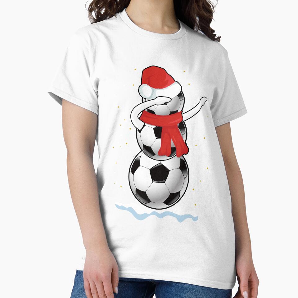 Dabbing Snowman Soccer Tshirt Funny Christmas Dab T Shirt by MerchK1ng