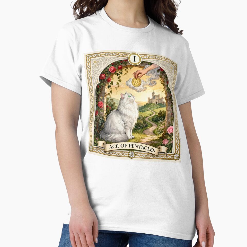 Ace of Pentacles Cat Tarot Vintage Art by PictorialWhimsy T-Shirts, Hoodie, Sweatshirt | BlankRebels.com (Image 2)