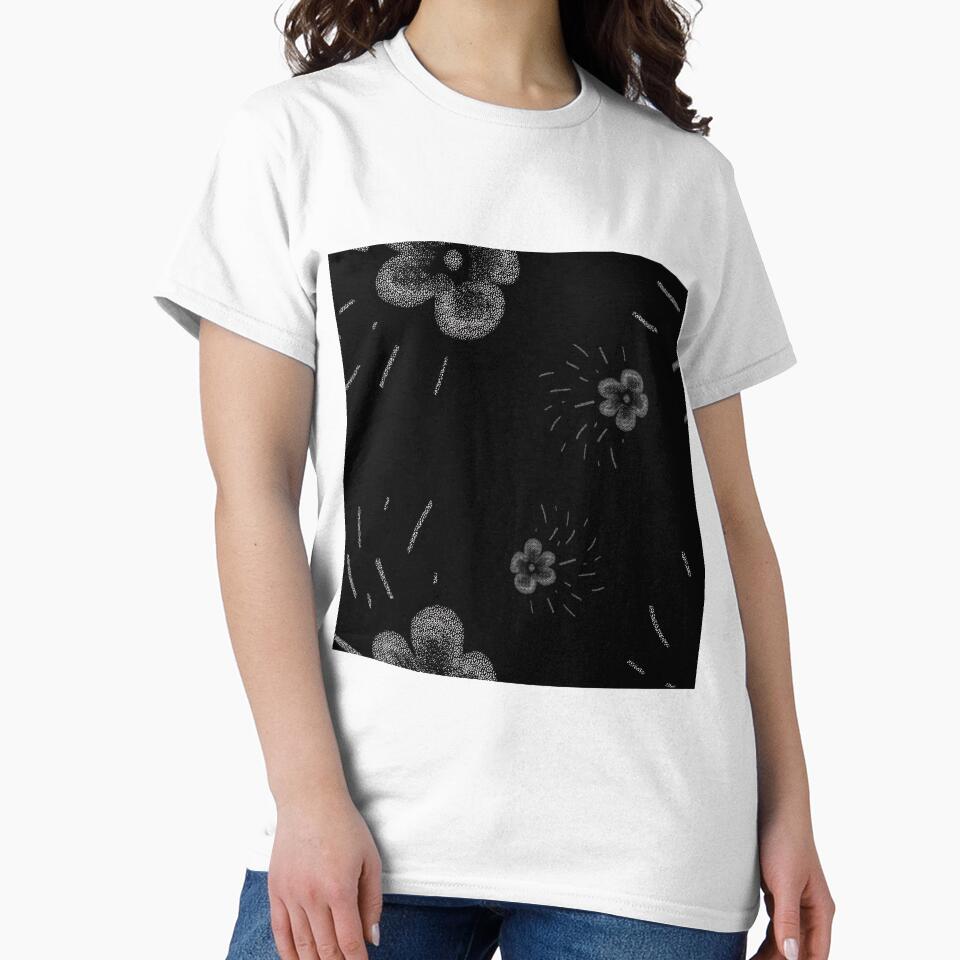 Flower flora stroke simple sketch black pattern by Yana Mustafina | Boho Soulful Designs T-Shirts, Hoodie,... (Image 2)