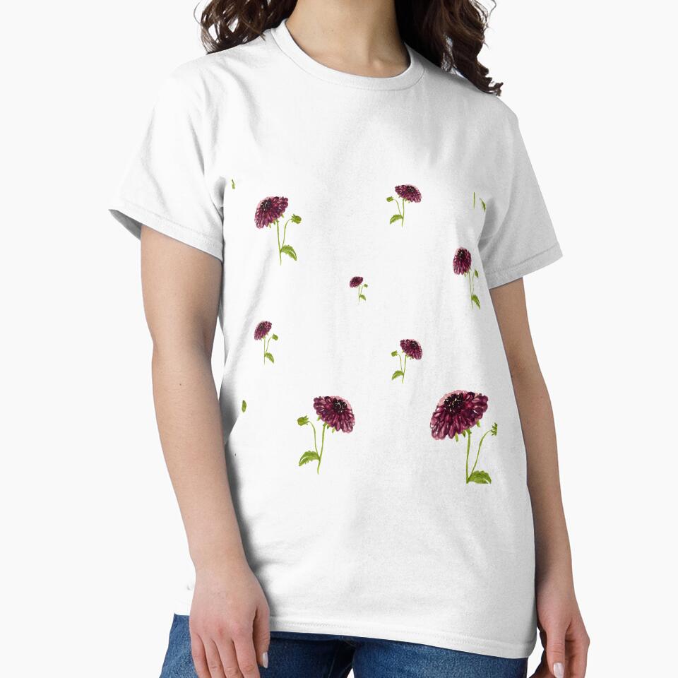 Dahlia Red Seamless Cute Pattern Watercolor Yana Mustafina Boho Soulful T-Shirts, Hoodie, Sweatshirt