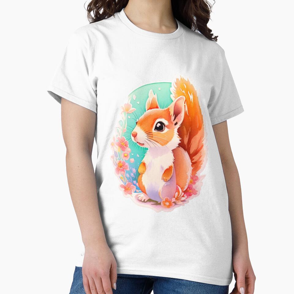 Cute Baby Squirrel with Leaves and Flowers by YourNameMatters T-Shirts, Hoodie, Sweatshirt | BlankRebels.com (Image 2)
