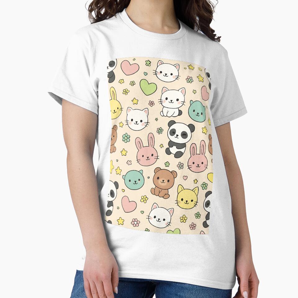 Cute Kawaii Animals Pattern – Pastel Cartoon Design by ethnicdigital T-Shirts, Hoodie, Sweatshirt | BlankRebels.com (Image 2)