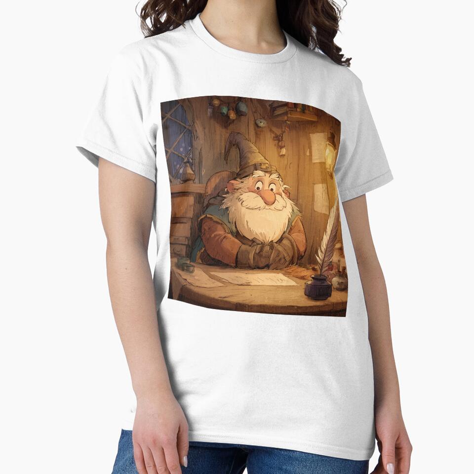Cozy Fantasy Dwarf Writing at Desk by Hakubiya T-Shirts, Hoodie, Sweatshirt | BlankRebels.com (Image 2)