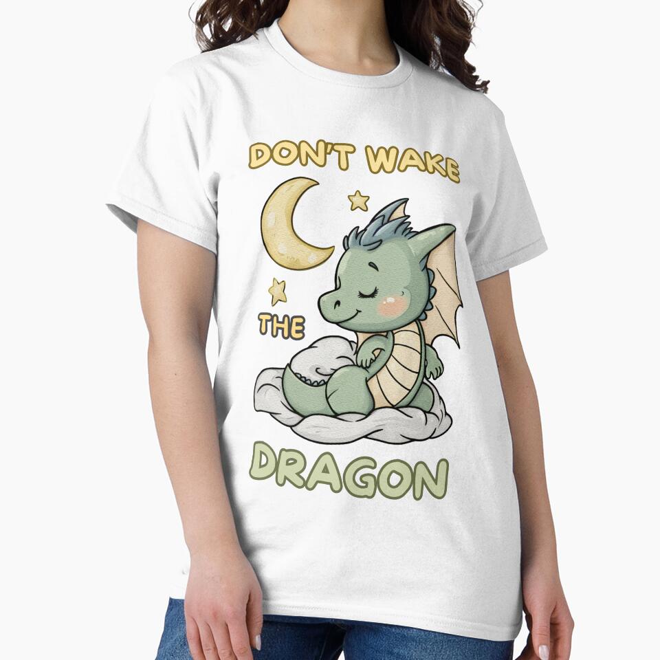Don’t Wake the Dragon – Cute Pastel Baby Dragon Sleeping | Dear My Dragon Design by jindezign T-Shirts, Hoodie,... (Image 2)