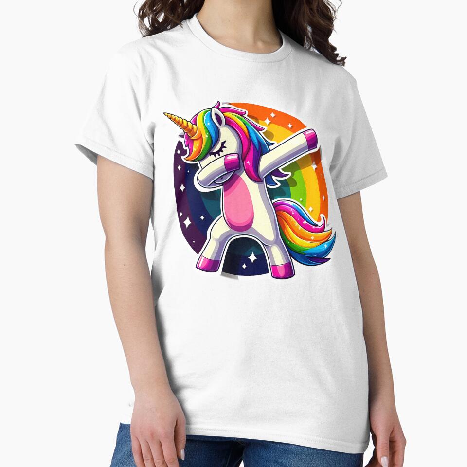 Dabbing Unicorn Rainbow Art | Cute Magical Unicorn Design by Wasfishop T-Shirts, Hoodie, Sweatshirt (Image 2)