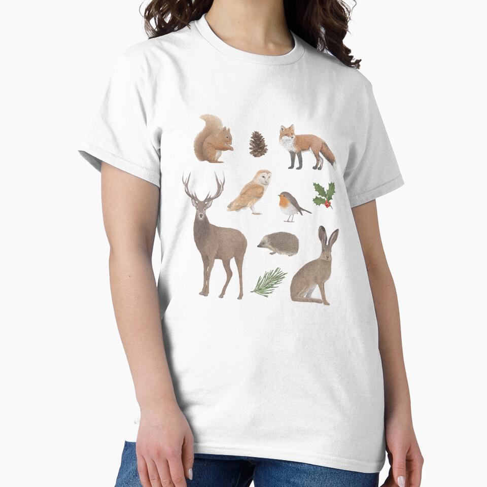 Christmas Wildlife Winter Animal Illustration by Lauren Fitton Illustration T-Shirts, Hoodie, Sweatshirt (Image 2)