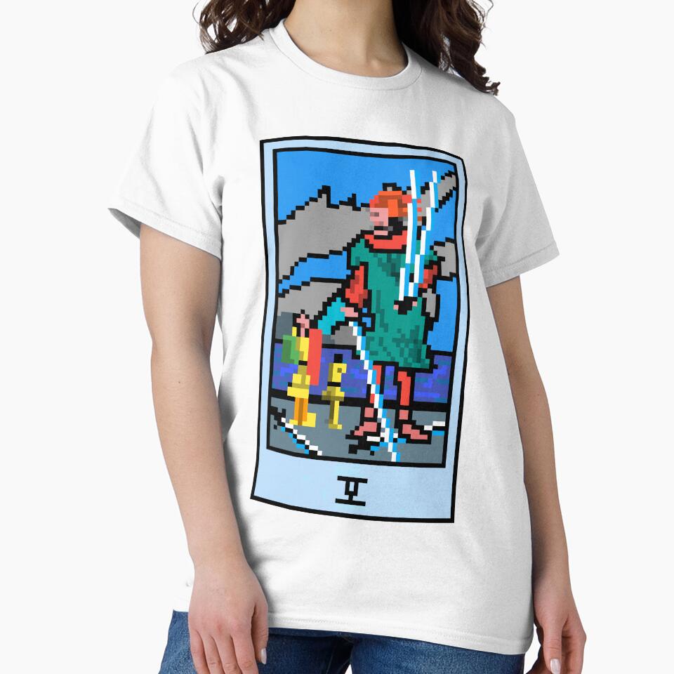 Wait, is this pixel art tarot? Yellow - Minor Arcana 'Five of Swords' (Design for T-shirt, stickers and other... (Image 2)