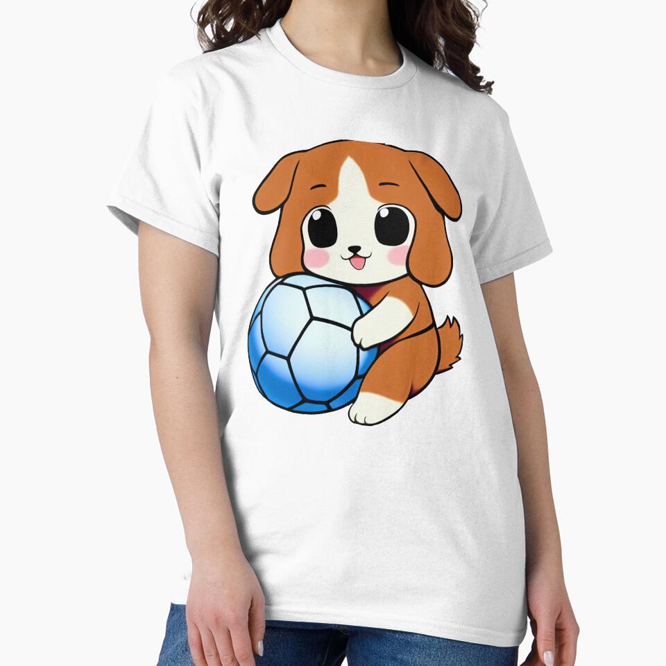 Cute Dog Holding Soccer Ball by BAYFAIRE