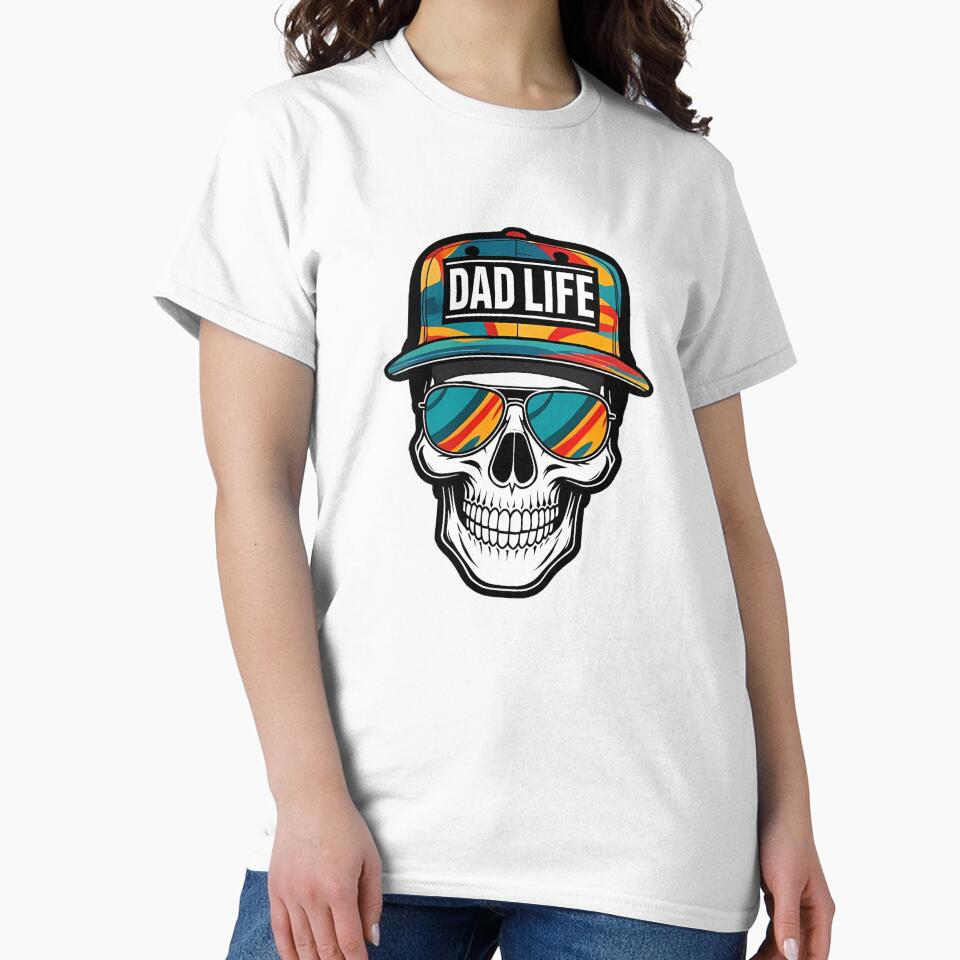 Dad Life Skull Sticker | Cool Retro Fatherhood Vinyl Decal by FestivityFinds T-Shirts, Hoodie, Sweatshirt (Image 2)