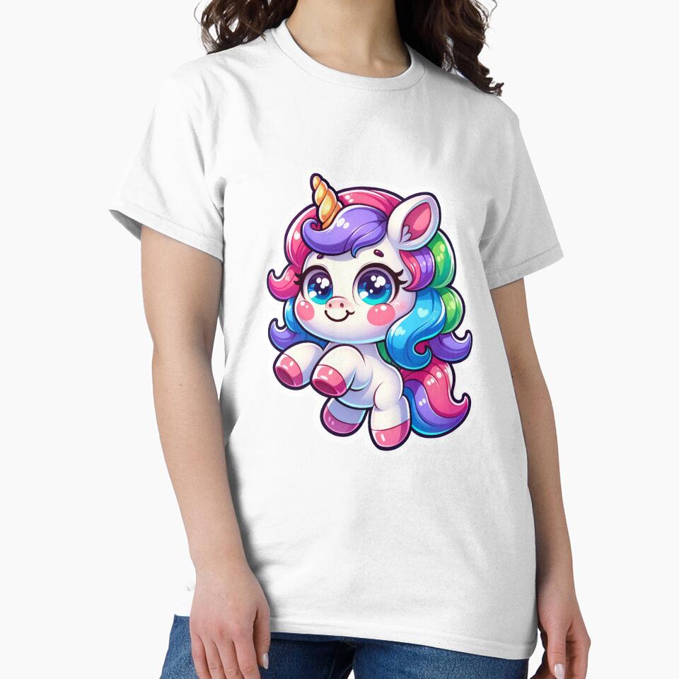 Cute Rainbow Unicorn Sticker – Kawaii Magical Unicorn Art by LunaPixelStudio T-Shirts, Hoodie, Sweatshirt (Image 2)