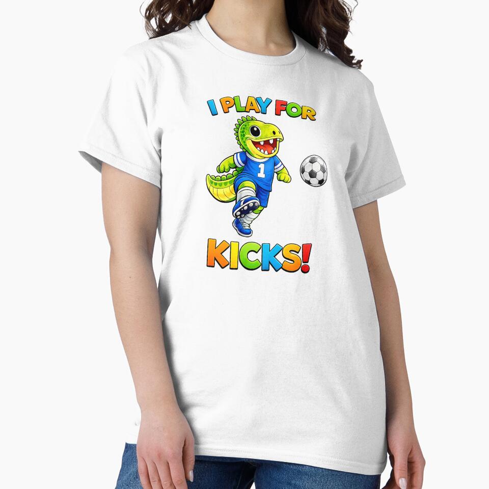 Rexy the T-Rex Plays Soccer for Kicks – Cute Dinosaur Soccer Art for Kids by SandpiperDesign