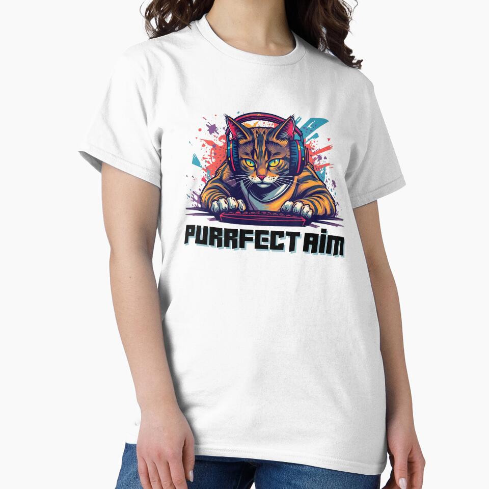 Purrfect Aim gamer - cat by iapbaap T-Shirts, Hoodie, Sweatshirt | BlankRebels.com (Image 2)