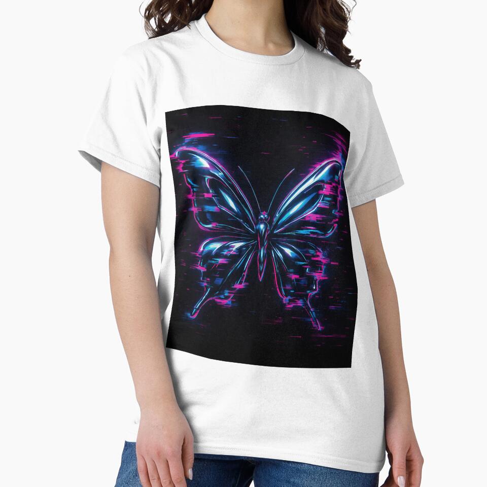 Glitch Butterfly – Cyberpunk Aesthetic Art by InkweariaStudio T-Shirts, Hoodie, Sweatshirt | BlankRebels.com (Image 2)