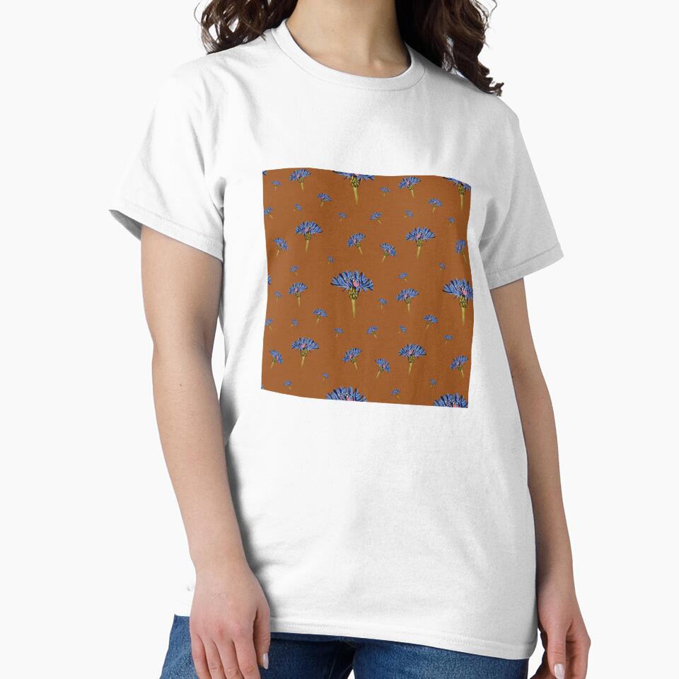 Flower Blue Violet Pattern Hand Drawn Watercolor Orange Yana Mustafina Boho Soulful T-Shirts, Hoodie, Sweatshirt
