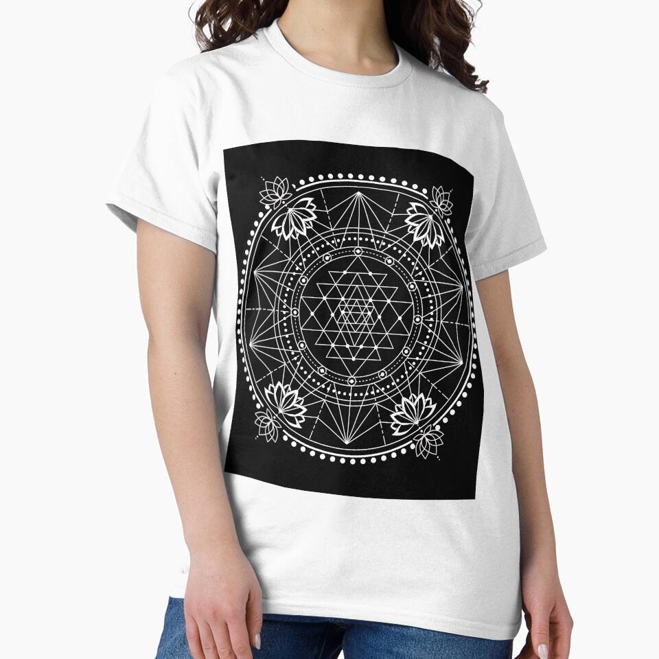 Lotus and Sri Yantra grid for meditation and crystal gridding by BlueSkyHealing T-Shirts, Hoodie, Sweatshirt (Image 2)