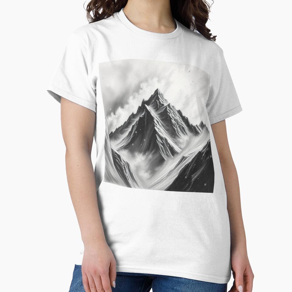 Black and White Majestic Mountain Art Print by EllDAV777 T-Shirts, Hoodie, Sweatshirt | BlankRebels.com (Image 2)