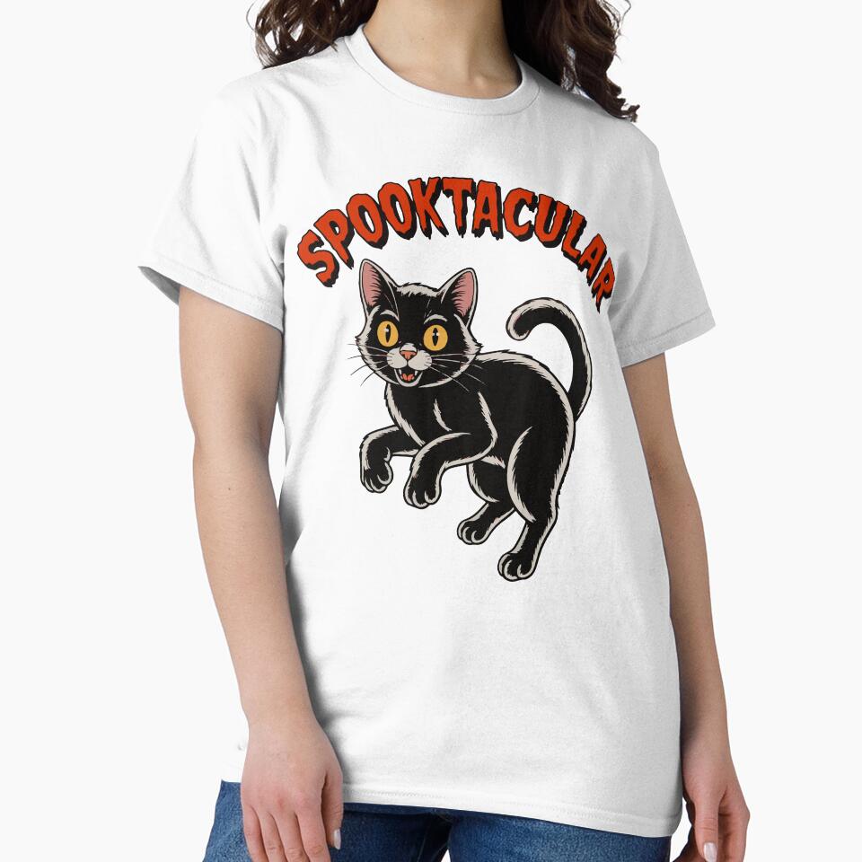 Spooktacular Black Cat Halloween - Cute Spooky Cat Digital Art by Mr-Slow T-Shirts, Hoodie, Sweatshirt (Image 2)