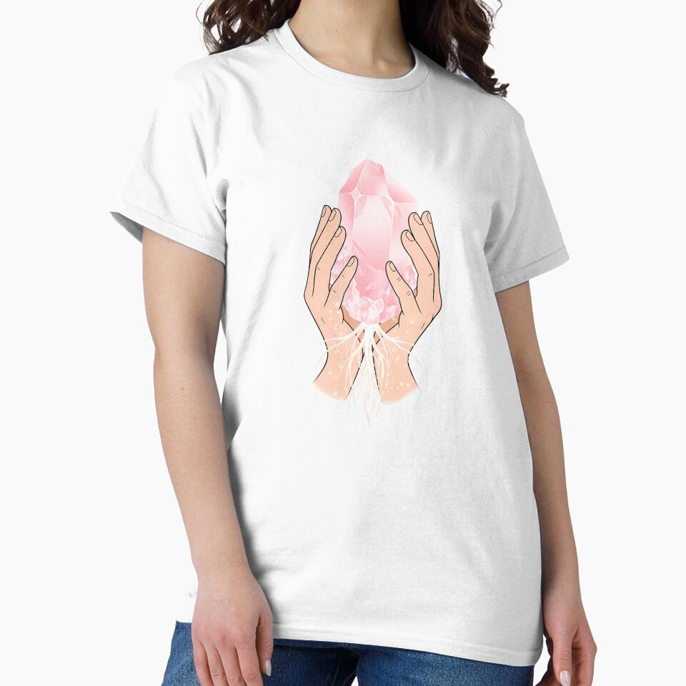 Healing Hands & Rose Quartz - Glowing Crystal Energy Art by Credisaim T-Shirts, Hoodie, Sweatshirt (Image 2)