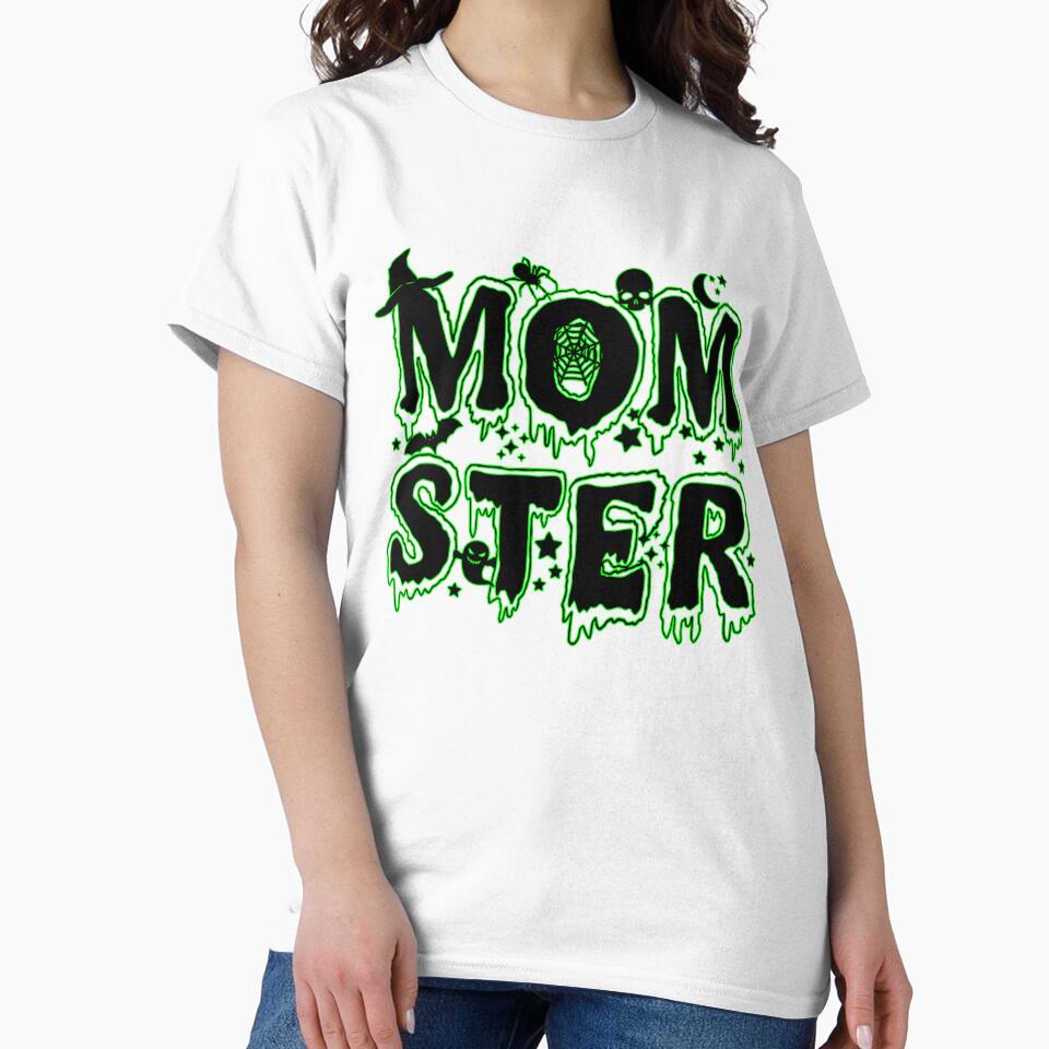 MOMSTER Halloween t-shirt, Halloween shirt for mom, Halloween gift for mom, Mom life, black and green by... (Image 2)