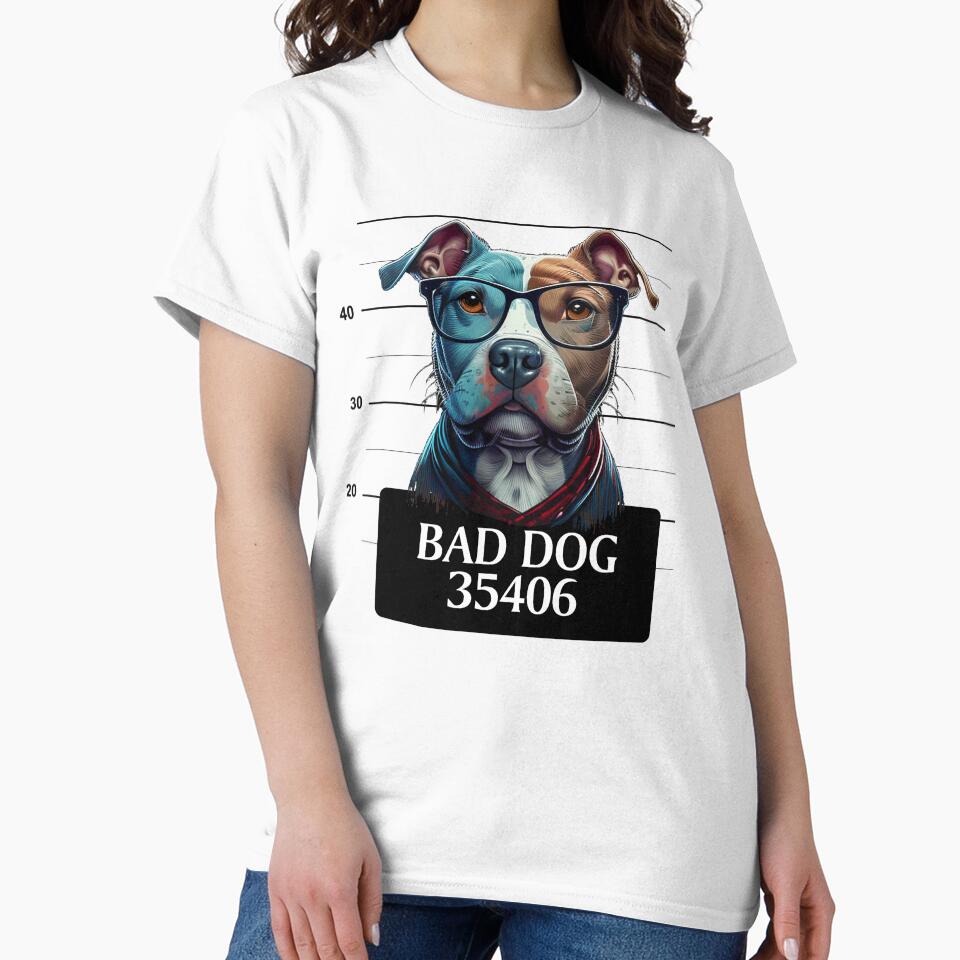 Dog BAD DOG with glasses funny cute decorative pitbull for dog lovers by RSDESIGNSteam T-Shirts, Hoodie, Sweatshirt (Image 2)