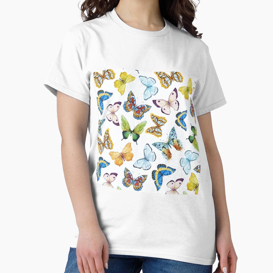 Colorful Spring Butterflies Pattern by newburyboutique T-Shirts, Hoodie, Sweatshirt | BlankRebels.com (Image 2)