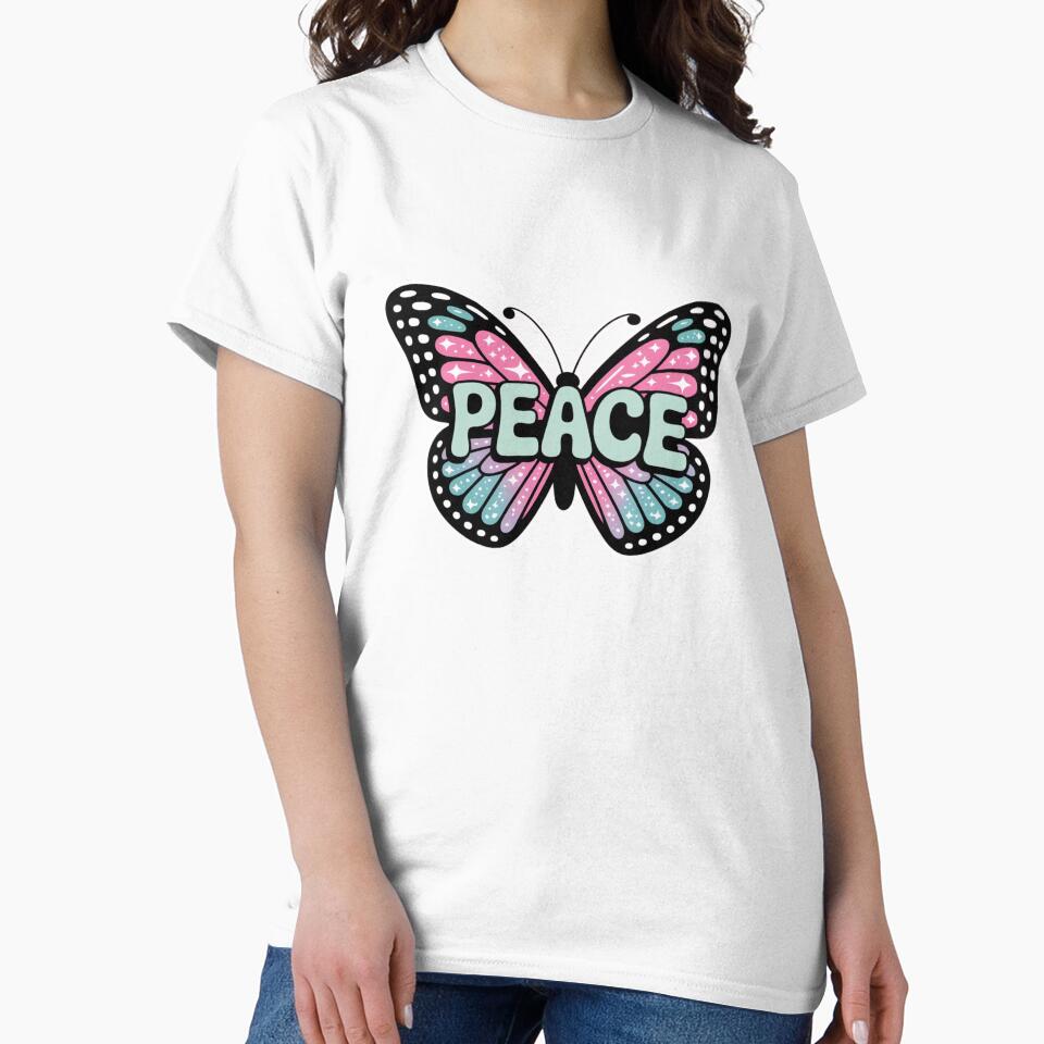 Retro Y2K Peace Butterfly Pastel Aesthetic by ItzDaaniel T-Shirts, Hoodie, Sweatshirt | BlankRebels.com (Image 2)