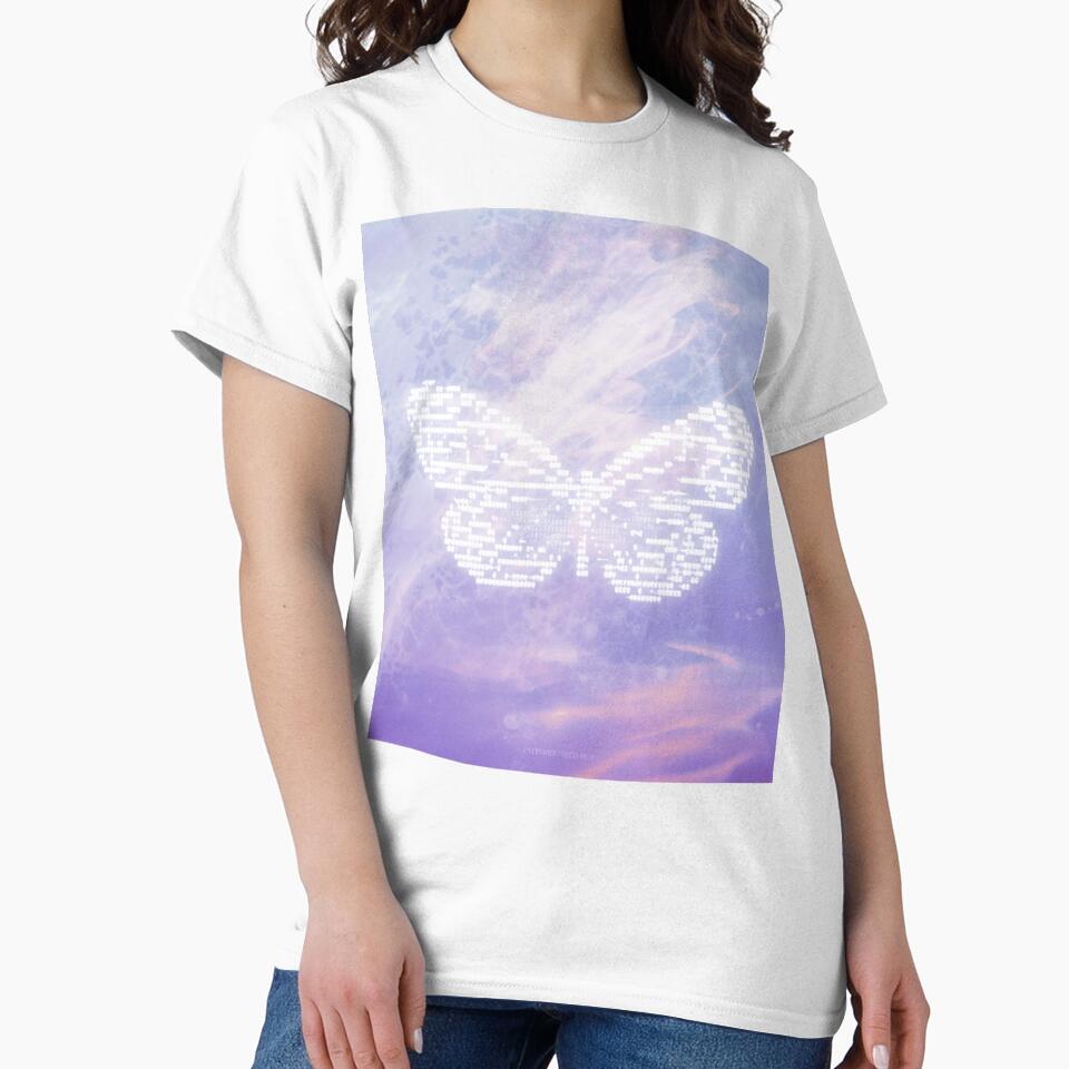 Digital Wings – Glowing Butterfly Dreamy Pastel Aesthetic Art by emma.designs T-Shirts, Hoodie, Sweatshirt (Image 2)