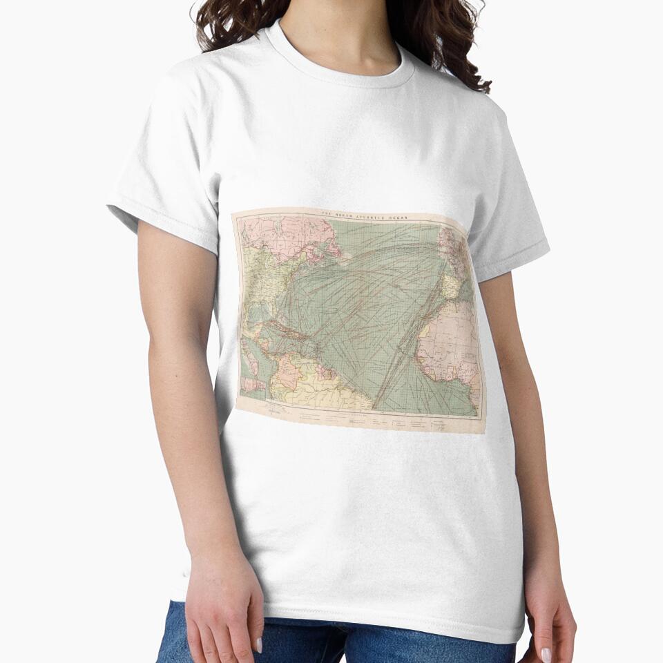 Vintage Atlantic Ocean Navagational Map (1905) by BravuraMedia T-Shirts, Hoodie, Sweatshirt | BlankRebels.com (Image 2)