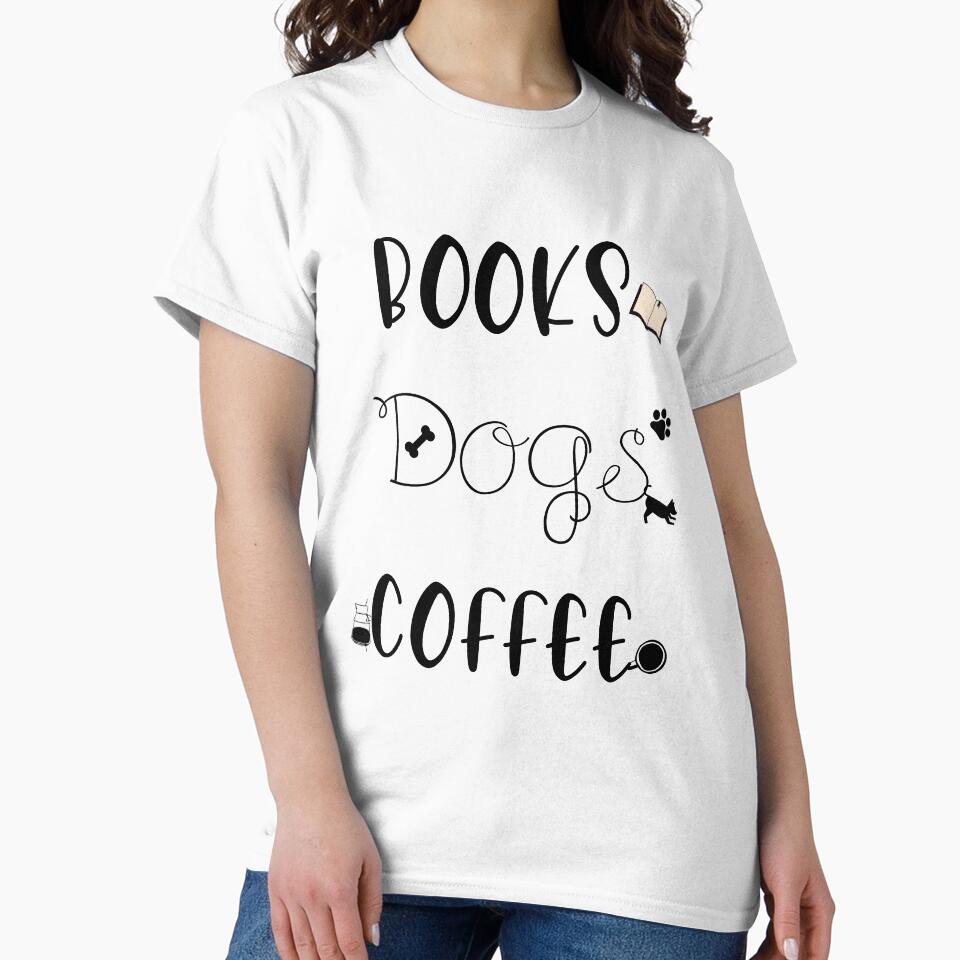 Books Dogs and Coffee Adorable Book Lover Obsessed by tshirt redbubble Hoodie, Sweatshirt | BlankRebels.com (Image 2)