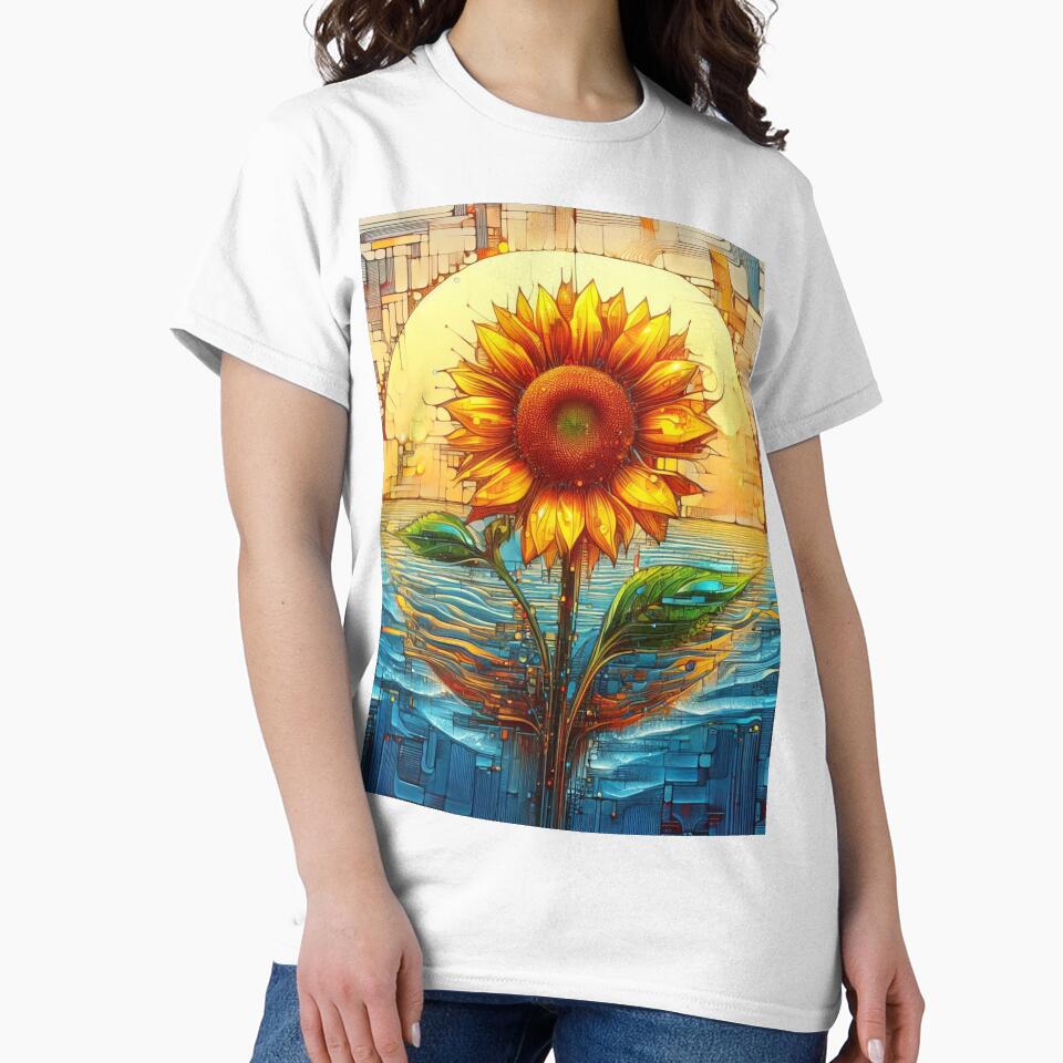Sunflower in Water, Cybernetic Art by ComputerContent T-Shirts, Hoodie, Sweatshirt | BlankRebels.com (Image 2)