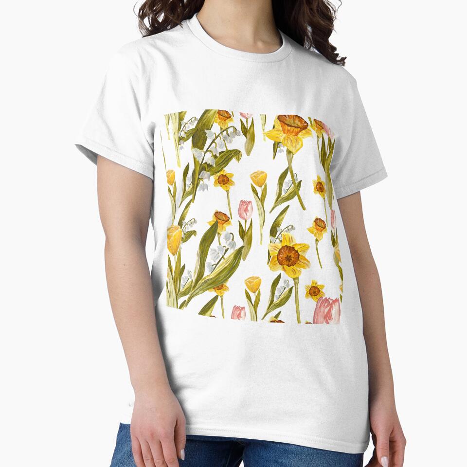 Daffodil Tulip Snowdrop Easter Ornate Pattern Yana Mustafina Boho Soulful T-Shirts, Hoodie, Sweatshirt